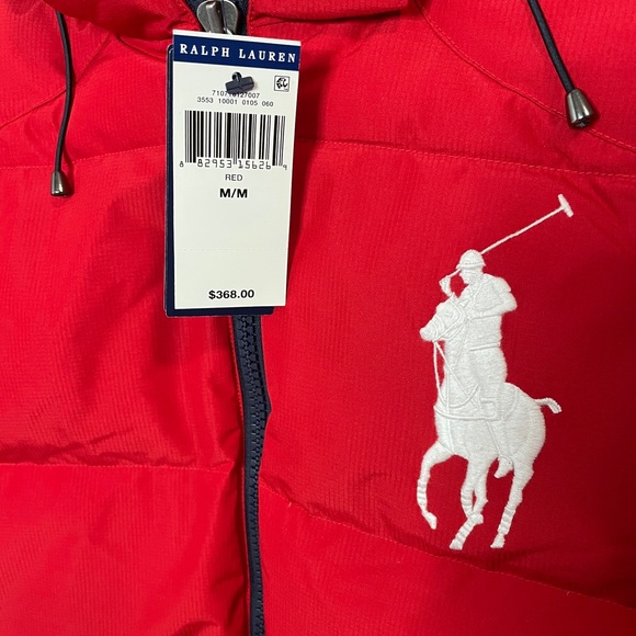 MEN’S Polo Ralph Lauren Red Puffer Jacket - Picture 4 of 6